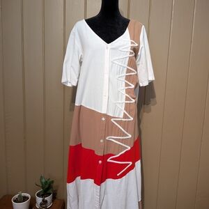 Zanzea White and Black Colorblock Dress